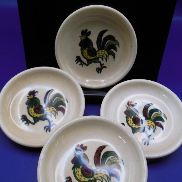 coasters ceramic rooster design vintage Poppytrail by Metlox Made in California - Picture 1 of 9